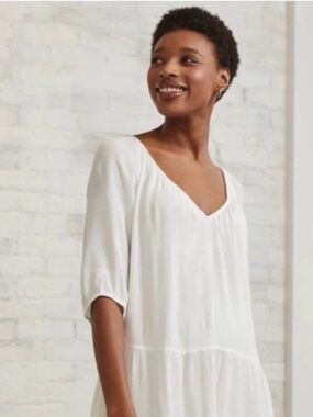 RW&Co Women’s White V-Neck Tiered Dress